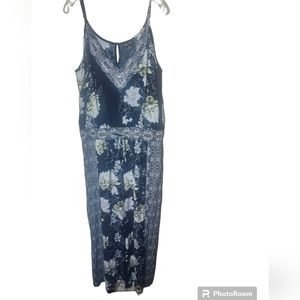 City Chic women's black floral design jumpsuit with jewel trim size 16